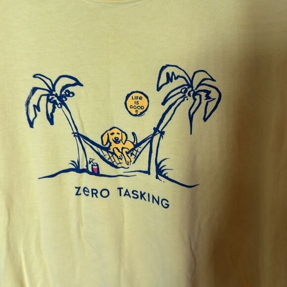 Life Is Good “Zero Tasking” Dog Hammock Yellow Crusher Tee with Palm Graphic XL. - Picture 2 of 7